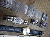 Vtg 13 Pc Watch Lot Men's Ladies Wind Up Quartz Parts Repair Timex Skagen Narmi