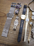 Vtg 13 Pc Watch Lot Men's Ladies Wind Up Quartz Parts Repair Timex Skagen Narmi