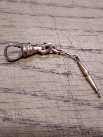 Vtg Antique H&H Pocket Watch Albert Chain Gold Filed Swivel End Clasp