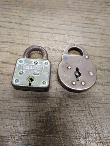 Vtg 2 Piece Miniature Padlock Lot Master Lock Co & Unknown