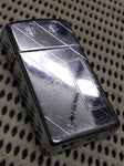 Vtg 1978 Zippo Slim Cigarette Lighter 2 Sided Etched Diagonal/Pin Striped Chrome