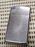 Vtg 1978 Zippo Slim Cigarette Lighter 2 Sided Etched Diagonal/Pin Striped Chrome