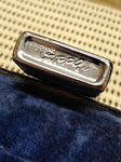 Vtg 1978 Zippo Slim Cigarette Lighter 2 Sided Etched Diagonal/Pin Striped Chrome