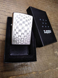 Vtg 2011 Zippo Cigarette Lighter Cut Glass Geometric Satin Chrome Good Shape Box