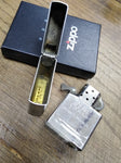 Vtg 2011 Zippo Cigarette Lighter Cut Glass Geometric Satin Chrome Good Shape Box