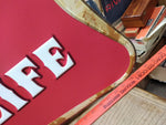 Large Miller High Life Beer Red White Metal Man Cave Bar Wall Sign 30 in x 23 in