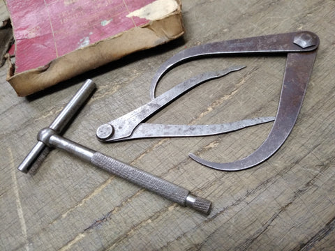 Vtg 3 Pc Tool Lot Starrett No 229 Inside Gauge & Caliper P Lowentraut Lady Legs
