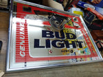 Vtg Large Genuine Budweiser Bud Light Beer World Renowned Mirror Sign 25" x 18"