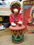 Vtg Metro Big John The Chimpee Chief Drumming Whistling Toy Repair Lot w/Box!