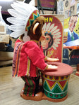 Vtg Metro Big John The Chimpee Chief Drumming Whistling Toy Repair Lot w/Box!