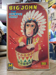 Vtg Metro Big John The Chimpee Chief Drumming Whistling Toy Repair Lot w/Box!