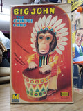 Vtg Metro Big John The Chimpee Chief Drumming Whistling Toy Repair Lot w/Box!