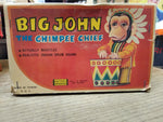 Vtg Metro Big John The Chimpee Chief Drumming Whistling Toy Repair Lot w/Box!