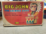 Vtg Metro Big John The Chimpee Chief Drumming Whistling Toy Repair Lot w/Box!