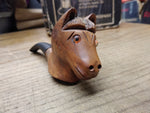 Vtg Never Smoked Genuine Briar Hand Carved Horse Figural Bent Smoking Pipe Nice!