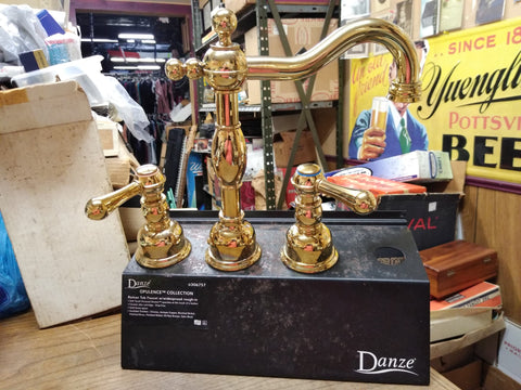 Danze Opulence Collection Roman Tub Faucet Widespread Rough in Polished Brass