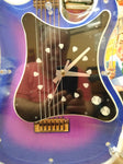 Vtg Blue Neon Light Guitar Clock Wall Hanging 29 Inches Working Clock Orig Box!