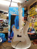 Vtg Blue Neon Light Guitar Clock Wall Hanging 29 Inches Working Clock Orig Box!