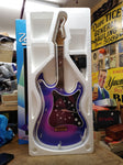Vtg Blue Neon Light Guitar Clock Wall Hanging 29 Inches Working Clock Orig Box!