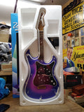 Vtg Blue Neon Light Guitar Clock Wall Hanging 29 Inches Working Clock Orig Box!