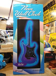 Vtg Blue Neon Light Guitar Clock Wall Hanging 29 Inches Working Clock Orig Box!