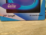 Vtg Blue Neon Light Guitar Clock Wall Hanging 29 Inches Working Clock Orig Box!