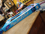 Vtg Blue Neon Light Guitar Clock Wall Hanging 29 Inches Working Clock Orig Box!
