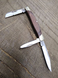Vtg BUCK 373 Folding Pocket Knife Wood Scales 3 Blades 2005 Date Stamp #1