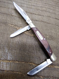 Vtg BUCK 373 Folding Pocket Knife Wood Scales 3 Blades 2005 Date Stamp #2