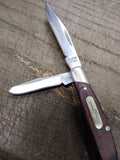 Vtg BUCK 373 Folding Pocket Knife Wood Scales 3 Blades 2005 Date Stamp #2