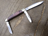 Vtg BUCK 373 Folding Pocket Knife Wood Scales 3 Blades 2005 Date Stamp #2