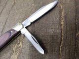 Vtg BUCK 373 Folding Pocket Knife Wood Scales 3 Blades 2005 Date Stamp #2