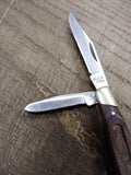 Vtg BUCK 373 Folding Pocket Knife Wood Scales 3 Blades 2007 Date Stamp
