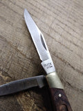 Vtg BUCK 373 Folding Pocket Knife Wood Scales 3 Blades 2007 Date Stamp