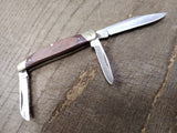 Vtg BUCK 373 Folding Pocket Knife Wood Scales 3 Blades 2007 Date Stamp