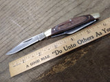 Vtg BUCK 373 Folding Pocket Knife Wood Scales 3 Blades 2007 Date Stamp