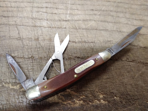 Vtg Schrade USA 1060T Uncle Henry 2 Blade Folding 4.75 In Pocket Knife Scissors