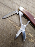 Vtg Schrade USA 1060T Uncle Henry 2 Blade Folding 4.75 In Pocket Knife Scissors