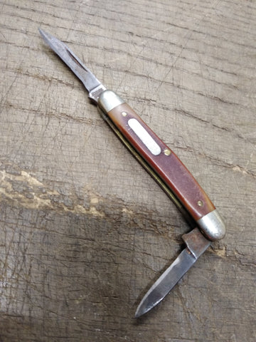 Vtg Schrade 1040T Old Timer USA Folding Pocket Knife 2 Blade 2.75" Closed
