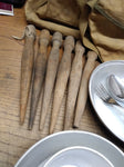 Vtg Boy Scout #573 Canvas Haversack Mess Kit & Tent Pegs In Very Good Condition