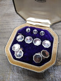Vtg Krementz Art Deco Tuxedo Set 12K Gold Plate Cuff Links Shirt Studs Abalone!!