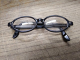 Vtg Oval Rim Black Plastic Frame Eye Glasses Steampunk Nerd Librarian Very Nice!