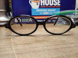 Vtg Oval Rim Black Plastic Frame Eye Glasses Steampunk Nerd Librarian Very Nice!