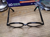 Vtg Oval Rim Black Plastic Frame Eye Glasses Steampunk Nerd Librarian Very Nice!