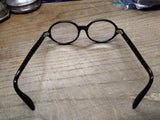 Vtg Oval Rim Black Plastic Frame Eye Glasses Steampunk Nerd Librarian Very Nice!