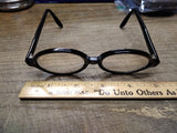 Vtg Oval Rim Black Plastic Frame Eye Glasses Steampunk Nerd Librarian Very Nice!