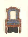 70s-80s Vintage Miniature Rococo Blue And Gold Fleur-de-lis Armchair Photo Frame