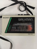 Vintage Sony Walkman WM-22 Cassette Player WHITE TESTED W/ Car Connecter Pack
