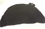 Vtg 1940s 50s Black Crochet Corde Gimp Half Moon Fan Clutch Purse Handbag