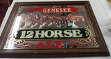 Vintage Genesee 12 Horse Ale Mirror Rochester NY Breweriana Bar Sign 1980s 23x17